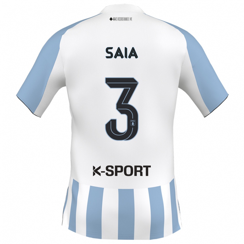 נשים Chris Saia #3 לבן כחול שמיים ג'רזי ביתית 2025/26 חולצה קצרה