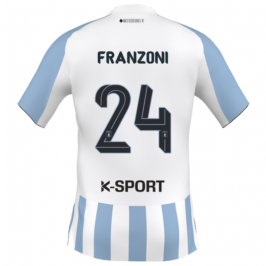 נשים אנדראה פרנזוני #24 לבן כחול שמיים ג'רזי ביתית 2025/26 חולצה קצרה