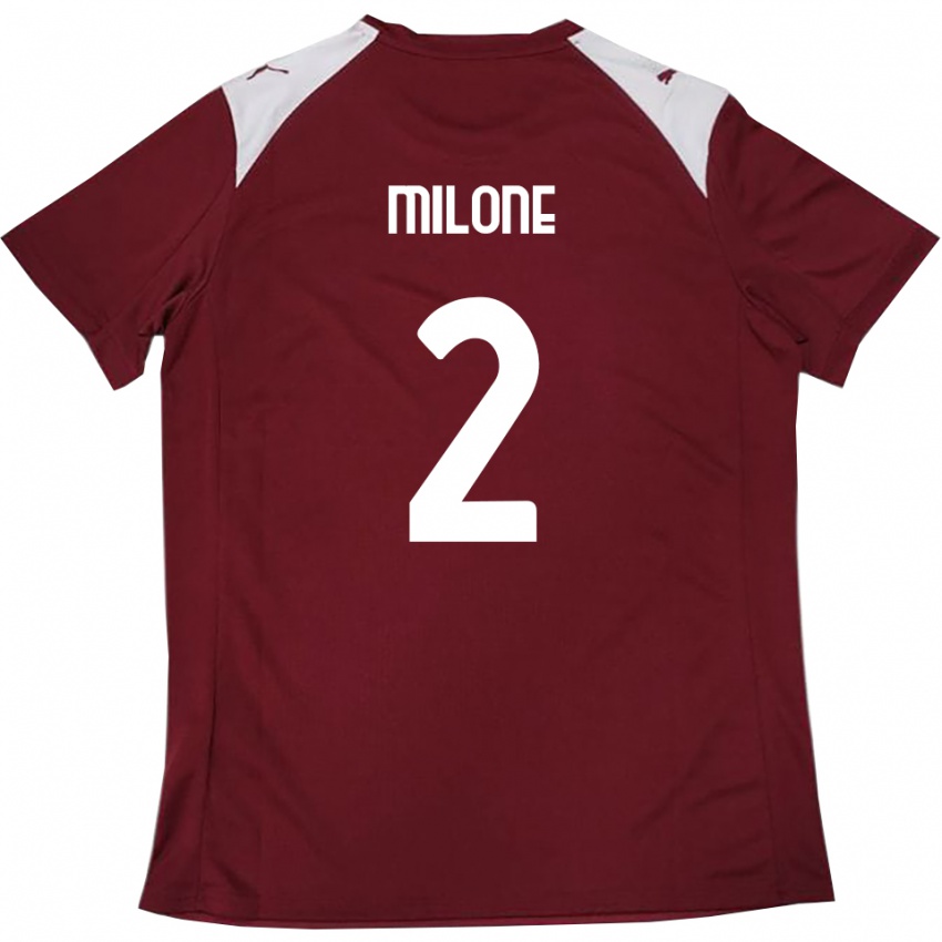 נשים Gabriele Milone #2 בורדו לבן ג'רזי ביתית 2025/26 חולצה קצרה