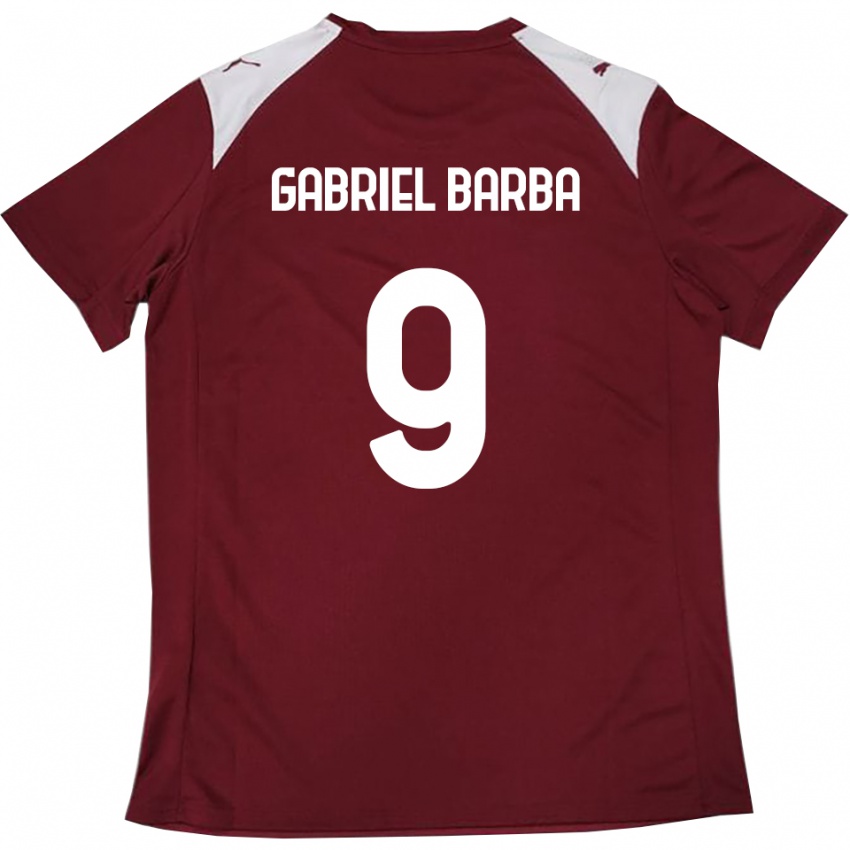 נשים Luigi Gabriel Barba #9 בורדו לבן ג'רזי ביתית 2025/26 חולצה קצרה