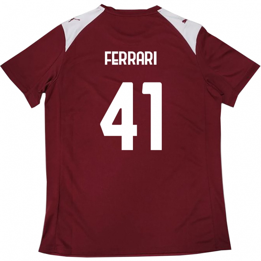נשים Tommaso Ferrari #41 בורדו לבן ג'רזי ביתית 2025/26 חולצה קצרה