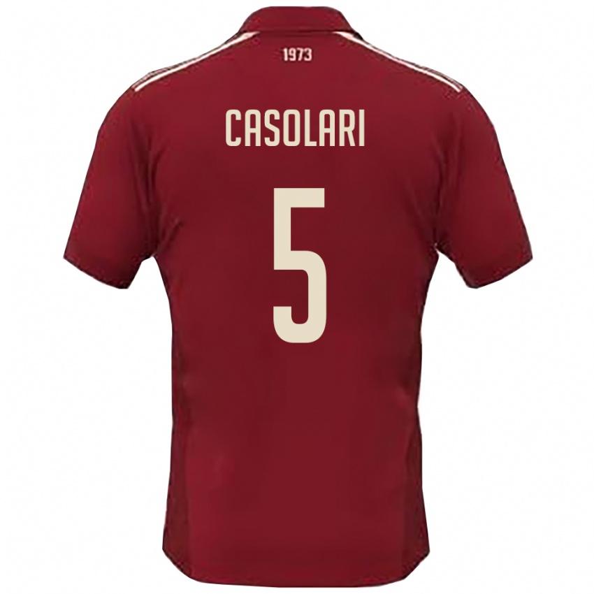 נשים Federico Casolari #5 בורדו לבן ג'רזי ביתית 2025/26 חולצה קצרה