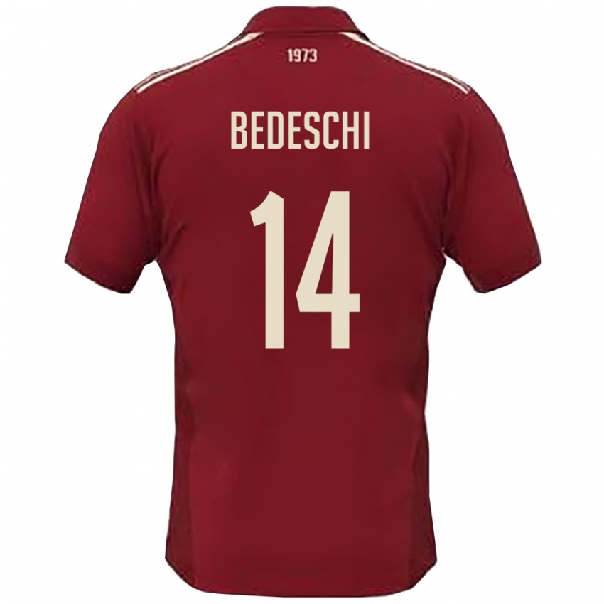 נשים Davide Bedeschi #14 בורדו לבן ג'רזי ביתית 2025/26 חולצה קצרה