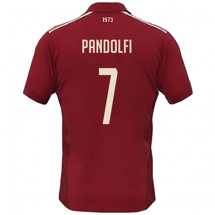 נשים Luca Pandolfi #7 בורדו לבן ג'רזי ביתית 2025/26 חולצה קצרה