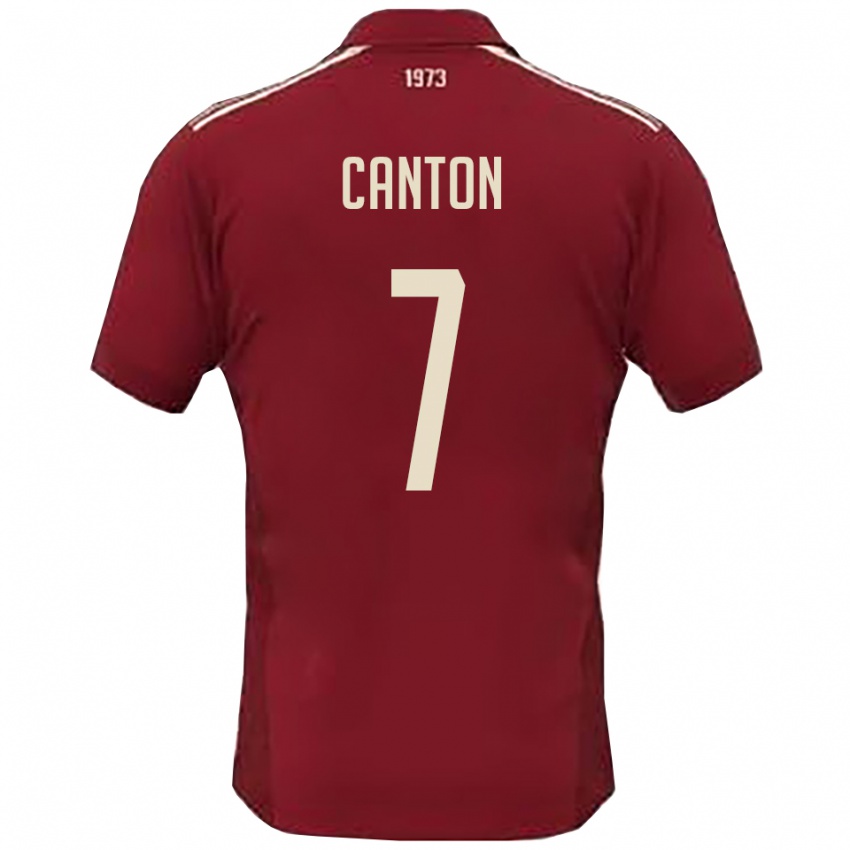 נשים Mattia Canton #7 בורדו לבן ג'רזי ביתית 2025/26 חולצה קצרה