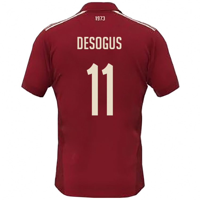 נשים Jacopo Desogus #11 בורדו לבן ג'רזי ביתית 2025/26 חולצה קצרה