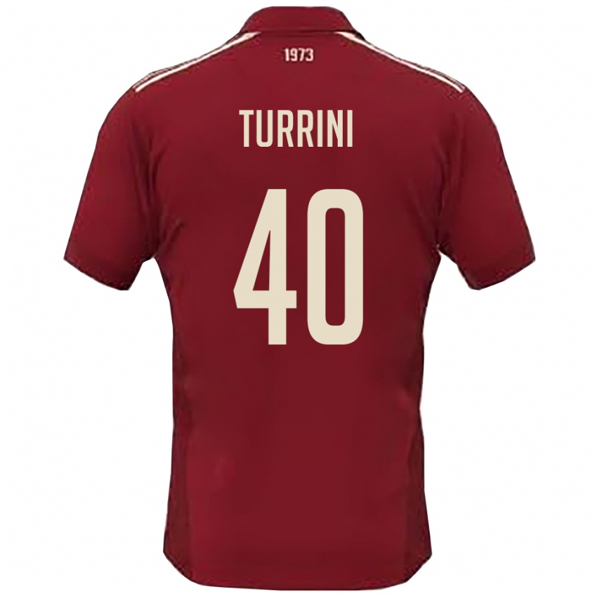 נשים Giordano Turrini #40 בורדו לבן ג'רזי ביתית 2025/26 חולצה קצרה