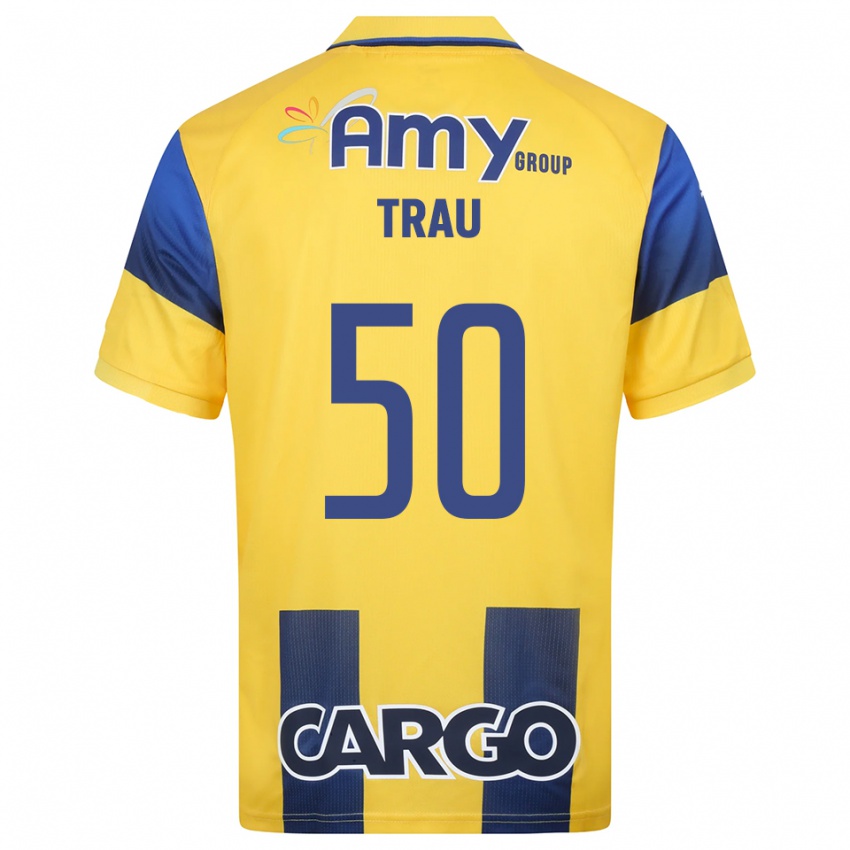 נשים אם טראו #50 צהוב כחול נייבי ג'רזי ביתית 2025/26 חולצה קצרה