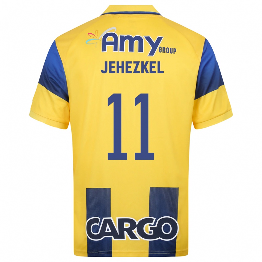 נשים שגיב יחזקאל #11 צהוב כחול נייבי ג'רזי ביתית 2025/26 חולצה קצרה