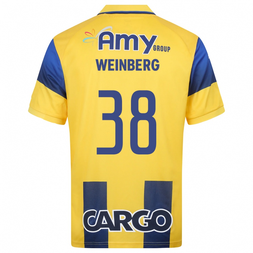 נשים דן ויינברג #38 צהוב כחול נייבי ג'רזי ביתית 2025/26 חולצה קצרה