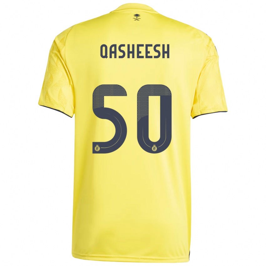 נשים Majed Qasheesh #50 צהוב שחור ג'רזי ביתית 2025/26 חולצה קצרה