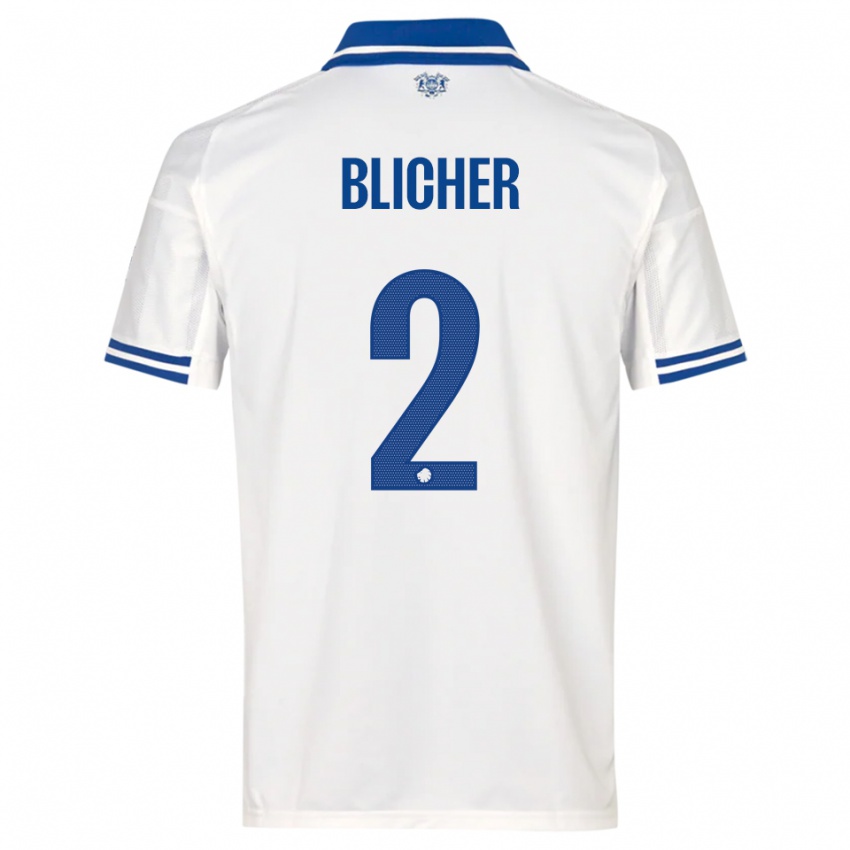 נשים Nicolai Blicher #2 לבן כחול ג'רזי ביתית 2025/26 חולצה קצרה