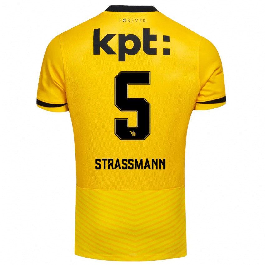 נשים Sven Strassmann #5 צהוב שחור ג'רזי ביתית 2025/26 חולצה קצרה