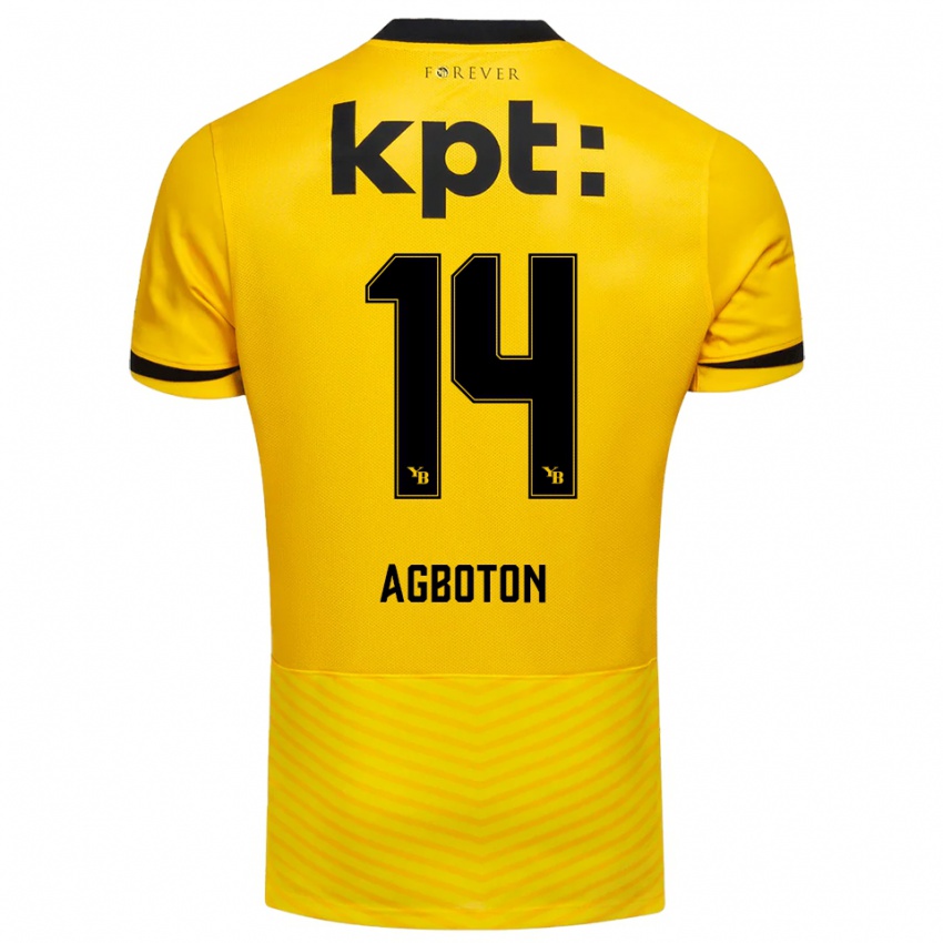 נשים Marc-Alexis Agboton #14 צהוב שחור ג'רזי ביתית 2025/26 חולצה קצרה