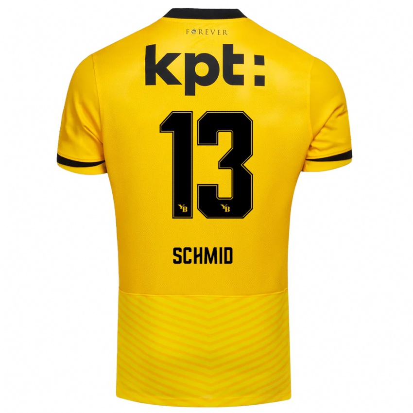 נשים Benjamin Schmid #13 צהוב שחור ג'רזי ביתית 2025/26 חולצה קצרה