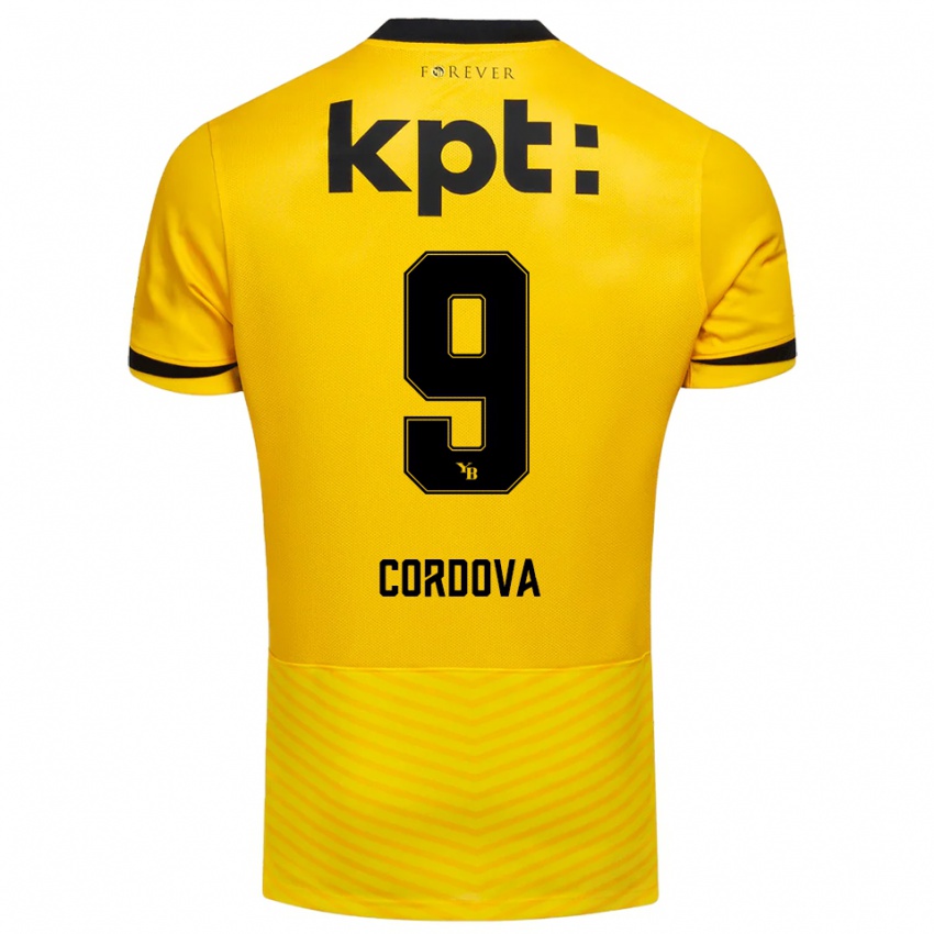 נשים סרחיו קורדובה #9 צהוב שחור ג'רזי ביתית 2025/26 חולצה קצרה