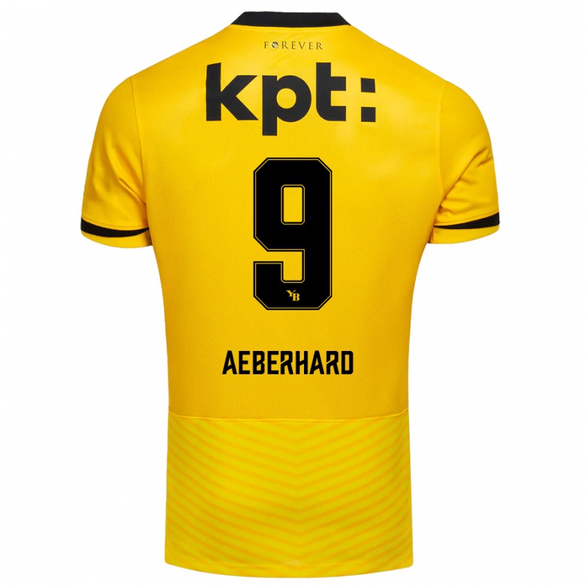 נשים Ben Aeberhard #9 צהוב שחור ג'רזי ביתית 2025/26 חולצה קצרה