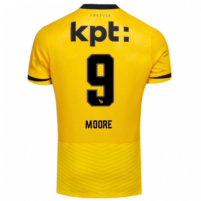 נשים Jamie Moore #9 צהוב שחור ג'רזי ביתית 2025/26 חולצה קצרה