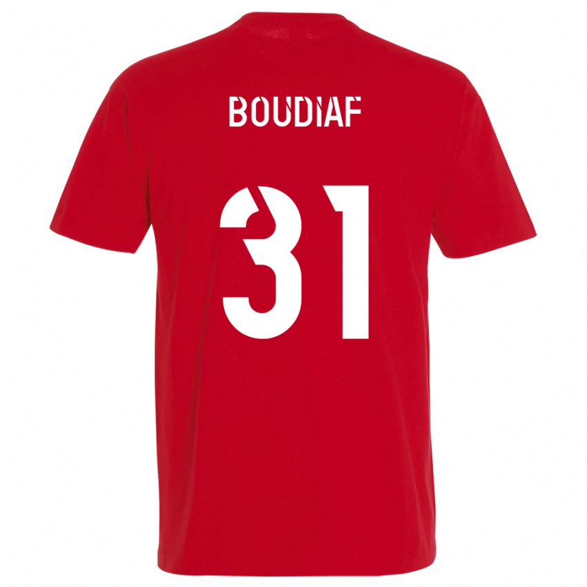 נשים Ryad Boudiaf #31 אדום צהוב ג'רזי ביתית 2025/26 חולצה קצרה