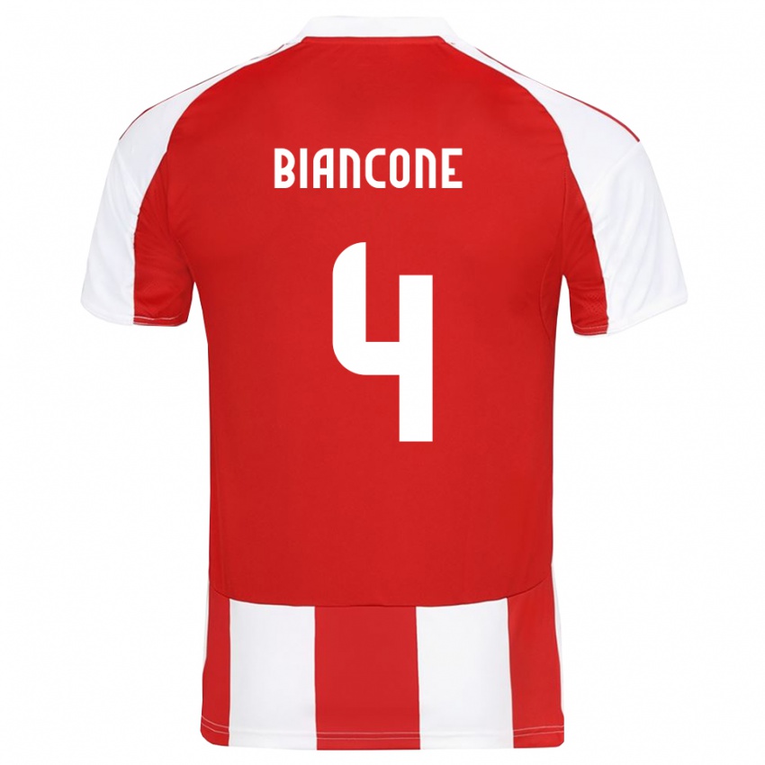 נשים ג'וליין ביאנקונה #4 אדום לבן ג'רזי ביתית 2025/26 חולצה קצרה