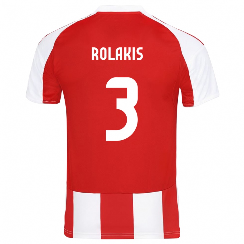 נשים Giannis Rolakis #3 אדום לבן ג'רזי ביתית 2025/26 חולצה קצרה