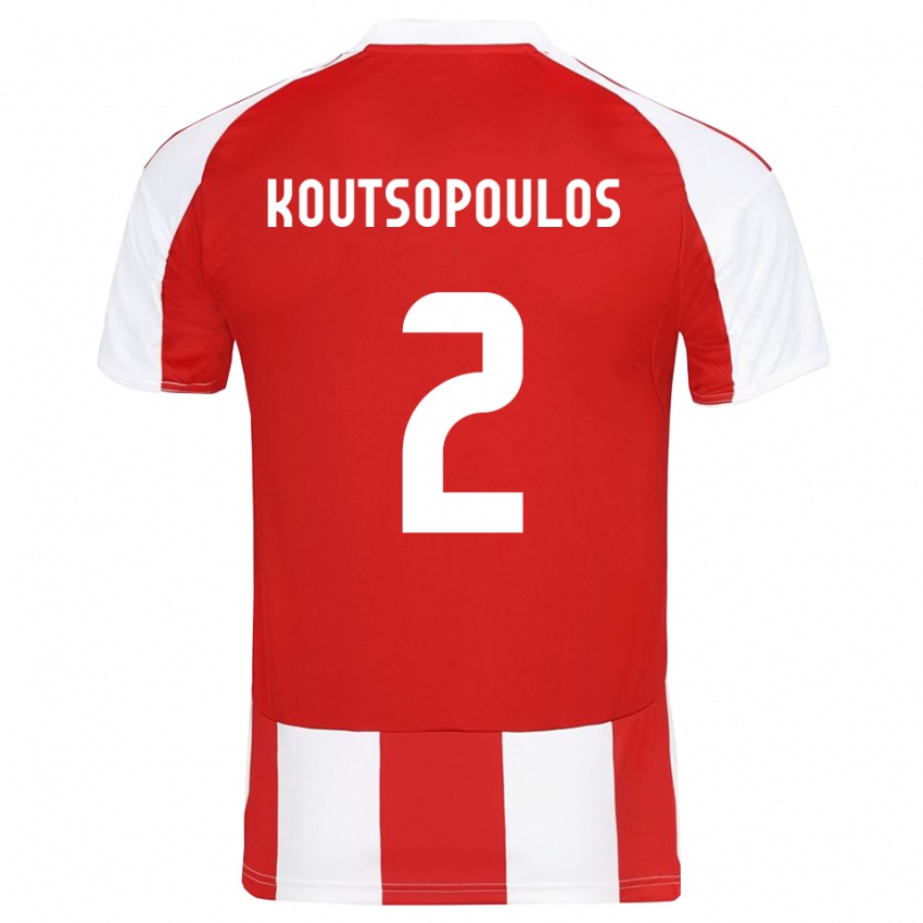 נשים Georgios Koutsopoulos #2 אדום לבן ג'רזי ביתית 2025/26 חולצה קצרה