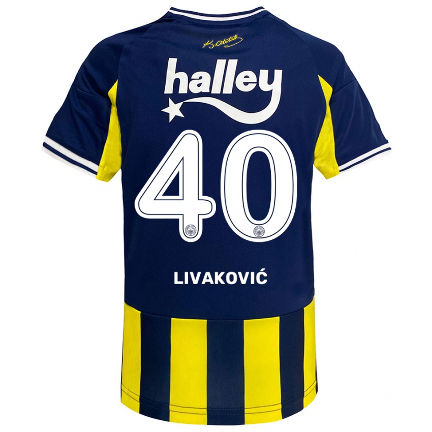 נשים דומיניק ליבאקוביץ' #40 צהוב כחול נייבי לבן ג'רזי ביתית 2025/26 חולצה קצרה