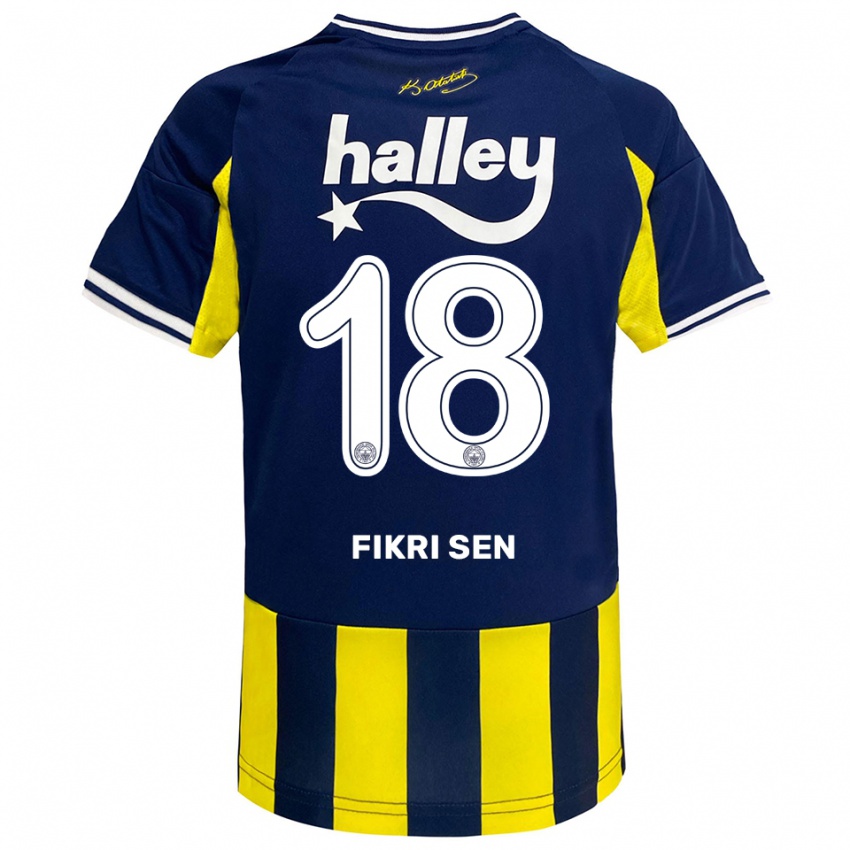 נשים Yağız Fikri Şen #18 צהוב כחול נייבי לבן ג'רזי ביתית 2025/26 חולצה קצרה