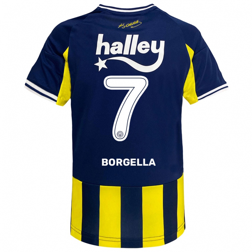 נשים רוזלורד בורג'יה #7 צהוב כחול נייבי לבן ג'רזי ביתית 2025/26 חולצה קצרה