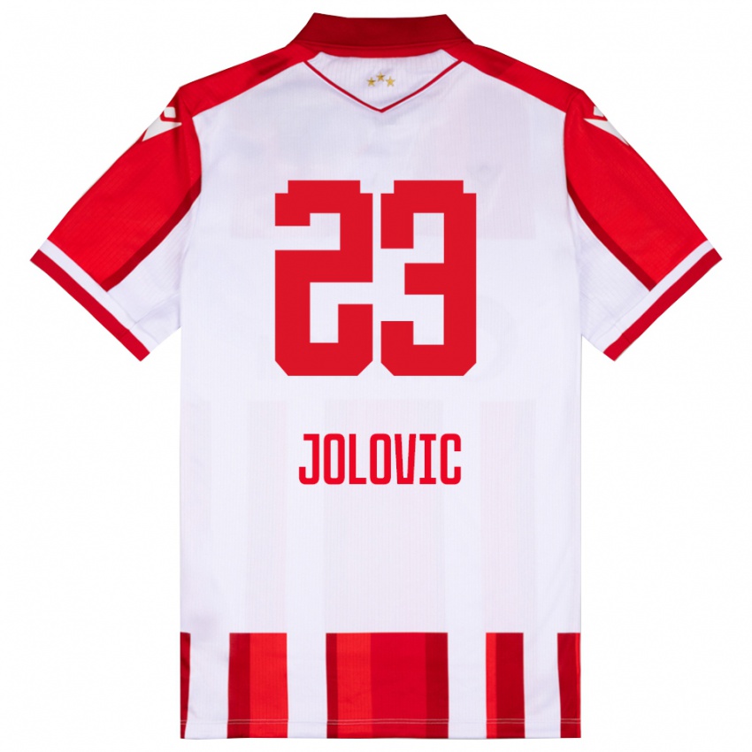 נשים Bogdan Jolovic #23 אדום לבן ג'רזי ביתית 2025/26 חולצה קצרה
