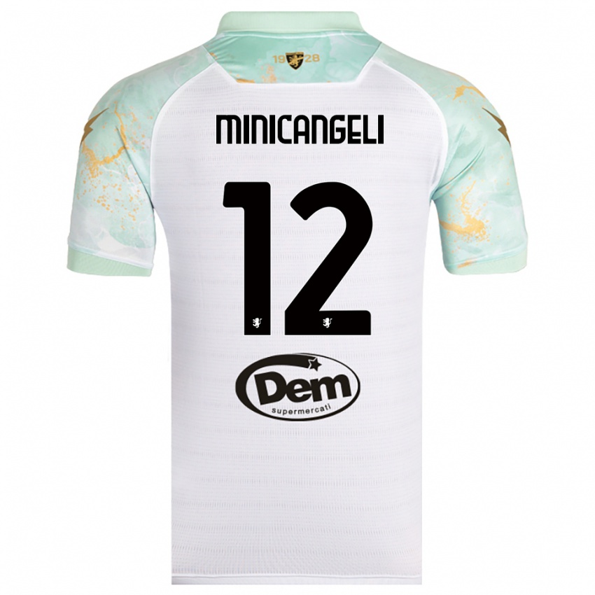 נשים Francesco Minicangeli #12 לבן שחור הרחק ג'רזי 2025/26 חולצה קצרה