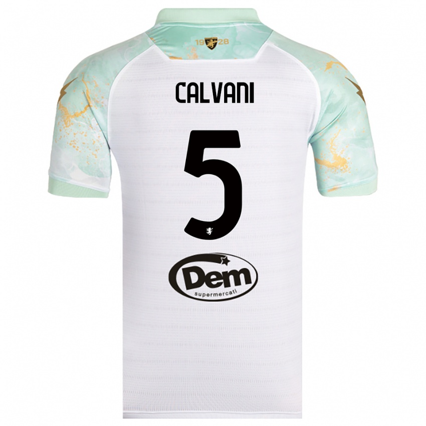 נשים גבריאל קלוואני #5 לבן שחור הרחק ג'רזי 2025/26 חולצה קצרה