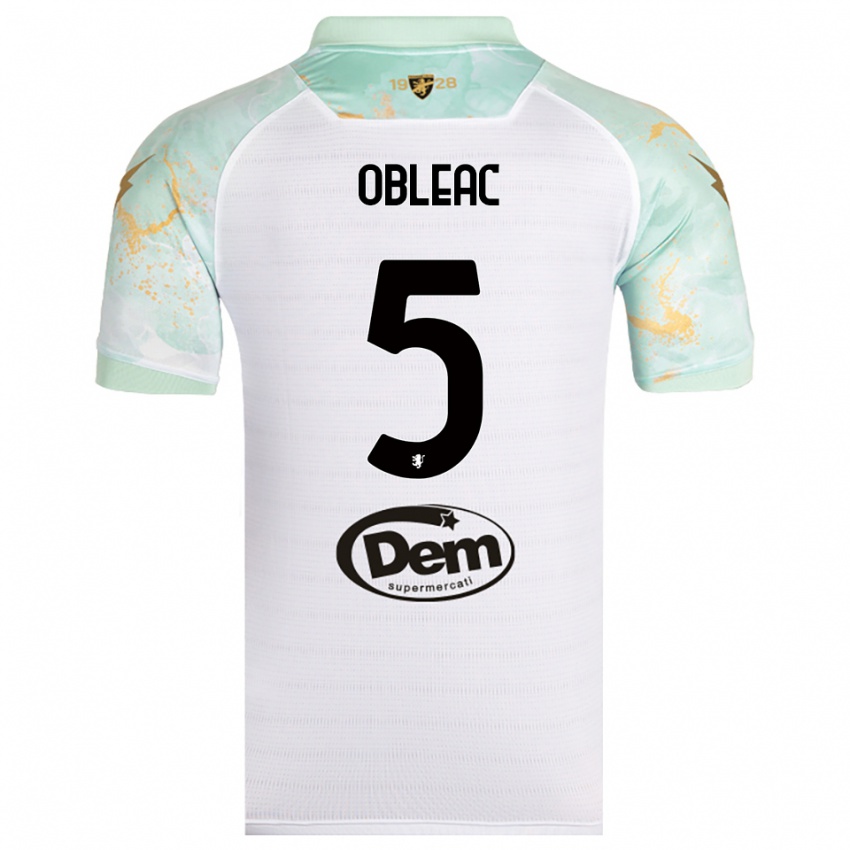 נשים Matteo Obleac #5 לבן שחור הרחק ג'רזי 2025/26 חולצה קצרה