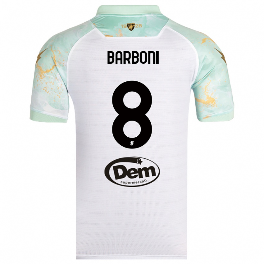 נשים David Barboni #8 לבן שחור הרחק ג'רזי 2025/26 חולצה קצרה