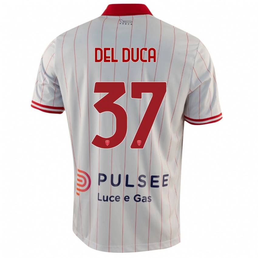 נשים Jacopo Del Duca #37 לבן אדום כחול הרחק ג'רזי 2025/26 חולצה קצרה