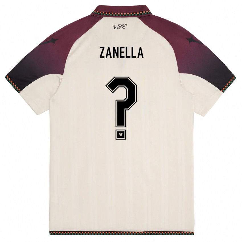 נשים Jacopo Zanella #0 קרם בורדו הרחק ג'רזי 2025/26 חולצה קצרה