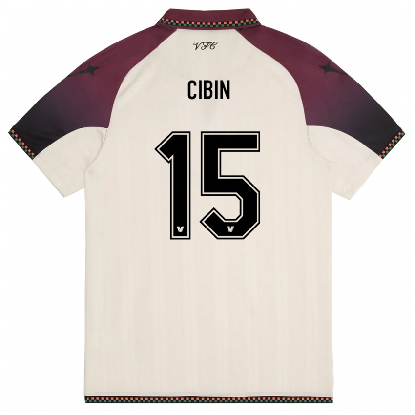 נשים Carlo Cibin #15 קרם בורדו הרחק ג'רזי 2025/26 חולצה קצרה