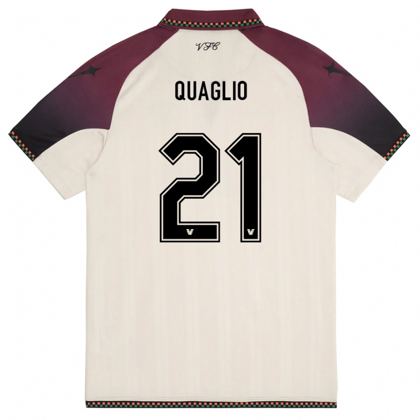 נשים Anna Quaglio #21 קרם בורדו הרחק ג'רזי 2025/26 חולצה קצרה
