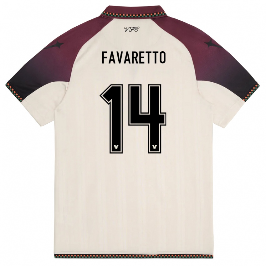 נשים Alessio Favaretto #14 קרם בורדו הרחק ג'רזי 2025/26 חולצה קצרה