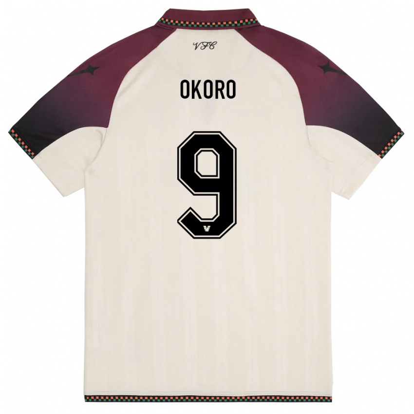 נשים Alvin Okoro #9 קרם בורדו הרחק ג'רזי 2025/26 חולצה קצרה