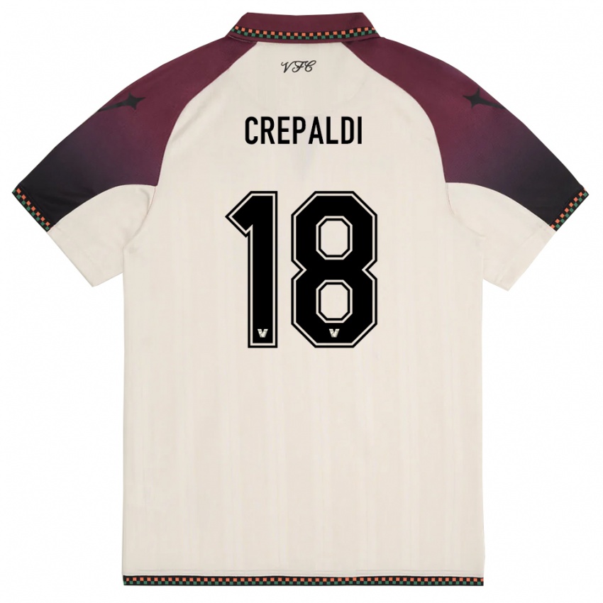 נשים Nicolò Crepaldi #18 קרם בורדו הרחק ג'רזי 2025/26 חולצה קצרה