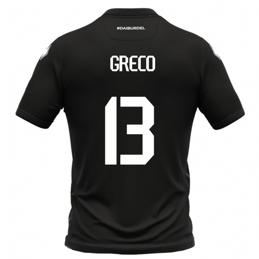 נשים Nicolò Greco #13 שחור לבן הרחק ג'רזי 2025/26 חולצה קצרה