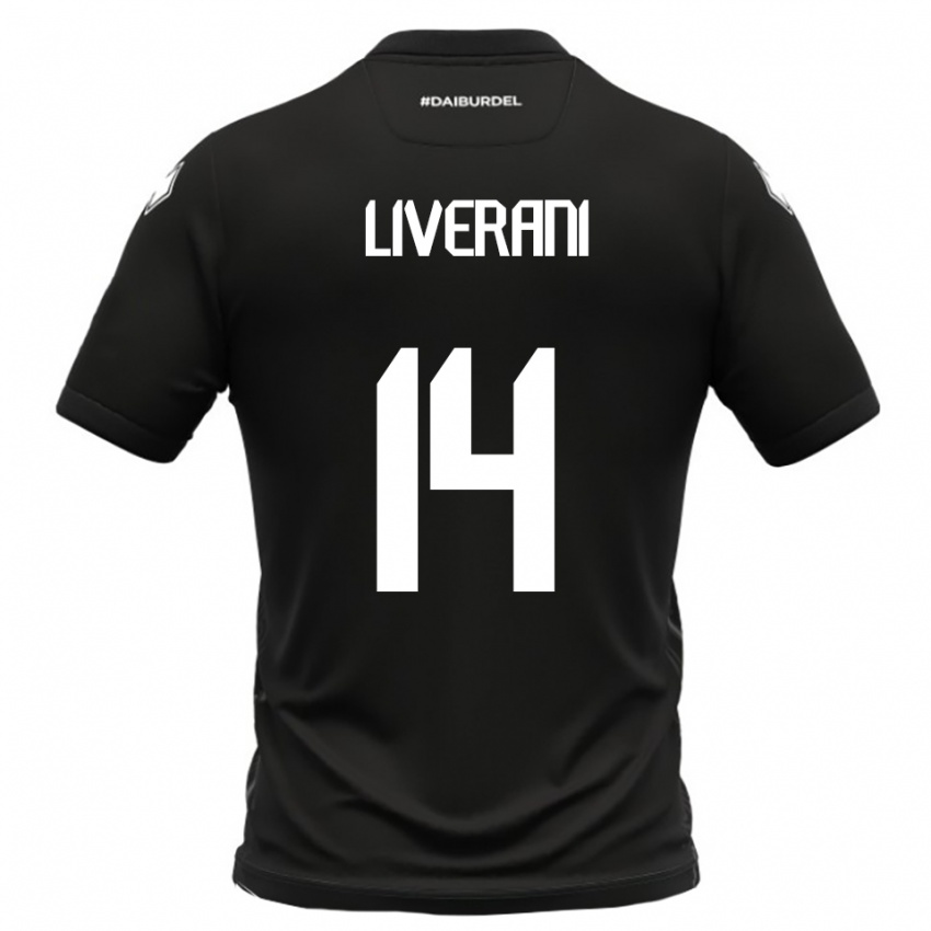 נשים Vittorio Liverani #14 שחור לבן הרחק ג'רזי 2025/26 חולצה קצרה