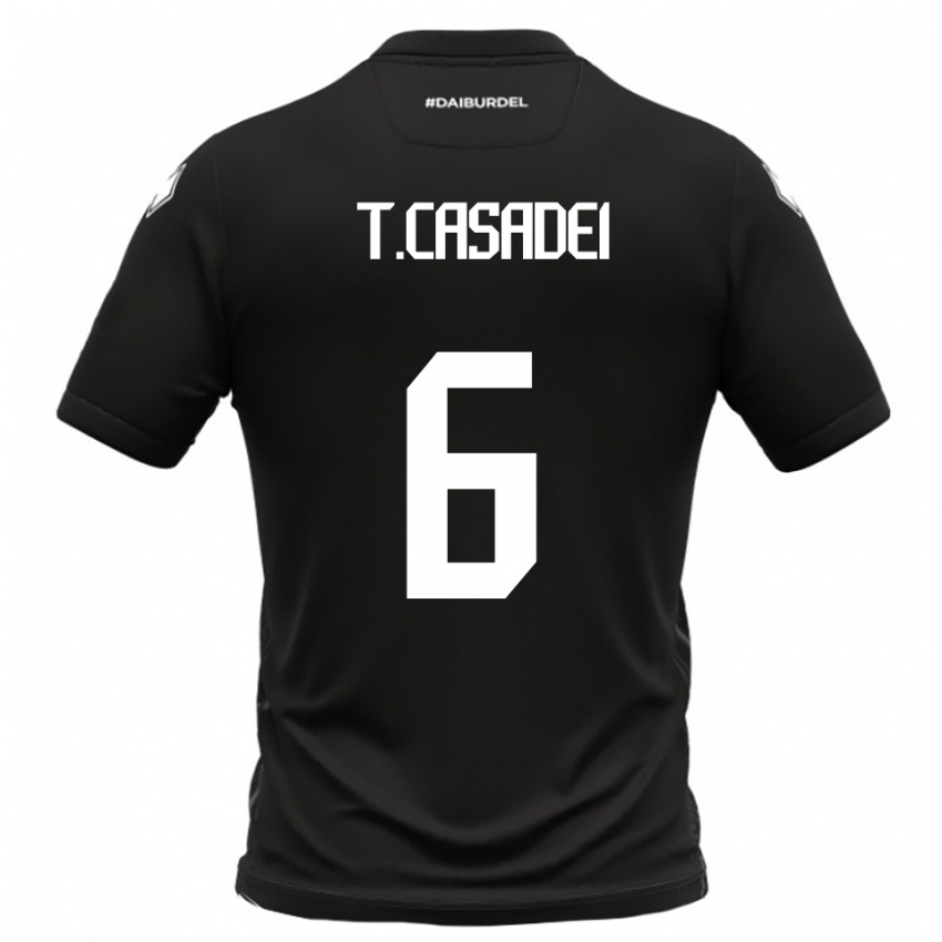 נשים Tommaso Casadei #6 שחור לבן הרחק ג'רזי 2025/26 חולצה קצרה