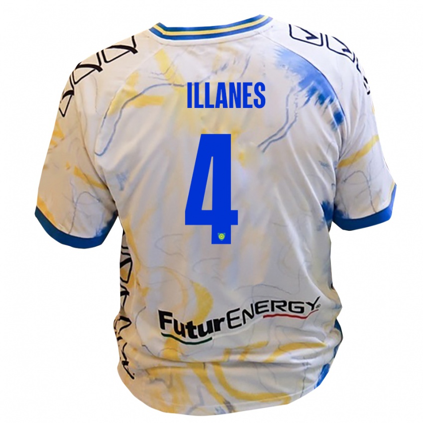 נשים חוליאן אילנס #4 לבן צהוב כחול הרחק ג'רזי 2025/26 חולצה קצרה