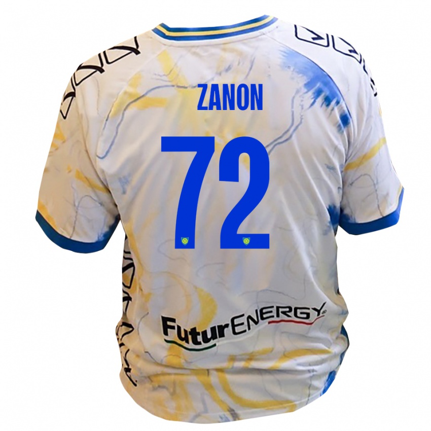 נשים סימונה זנון #72 לבן צהוב כחול הרחק ג'רזי 2025/26 חולצה קצרה
