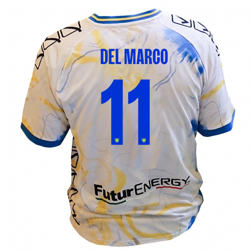 נשים Jacopo Del Marco #11 לבן צהוב כחול הרחק ג'רזי 2025/26 חולצה קצרה