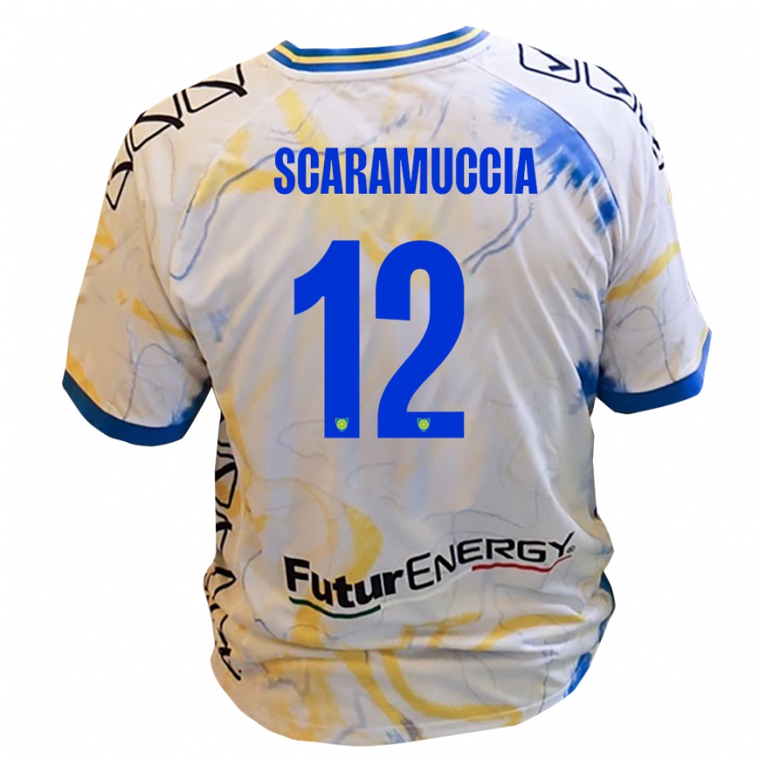 נשים Francesco Scaramuccia #12 לבן צהוב כחול הרחק ג'רזי 2025/26 חולצה קצרה