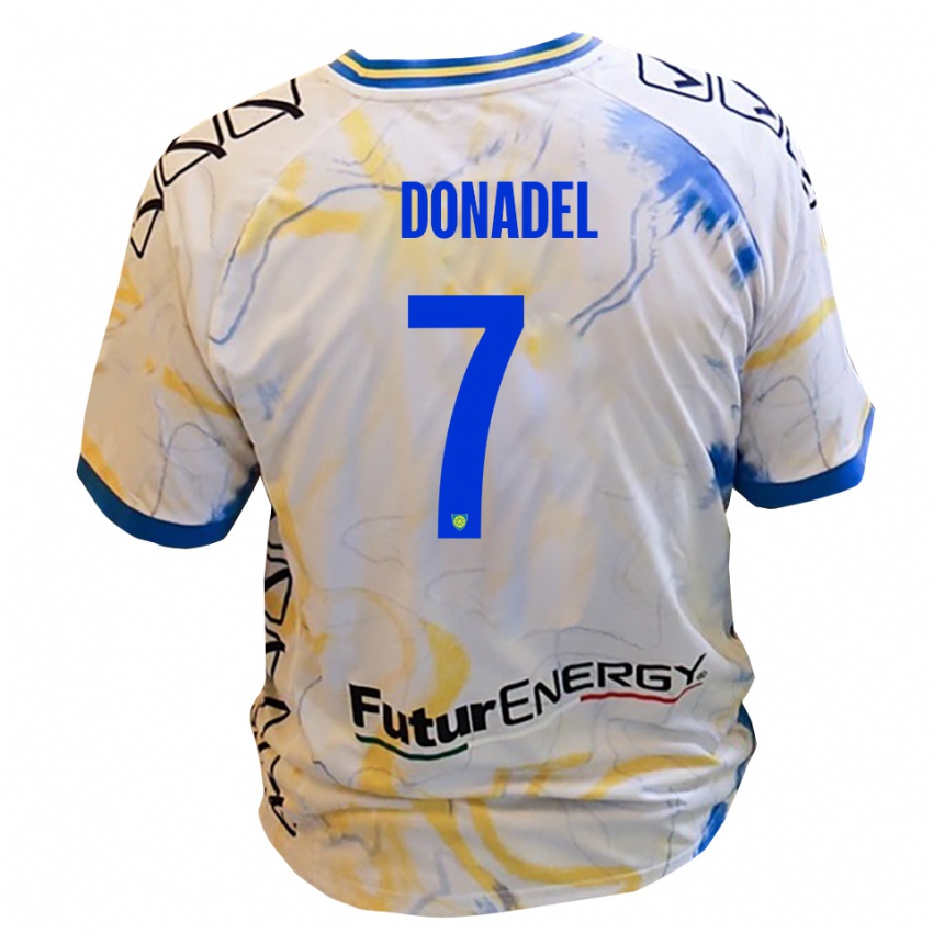 נשים Tommaso Donadel #7 לבן צהוב כחול הרחק ג'רזי 2025/26 חולצה קצרה