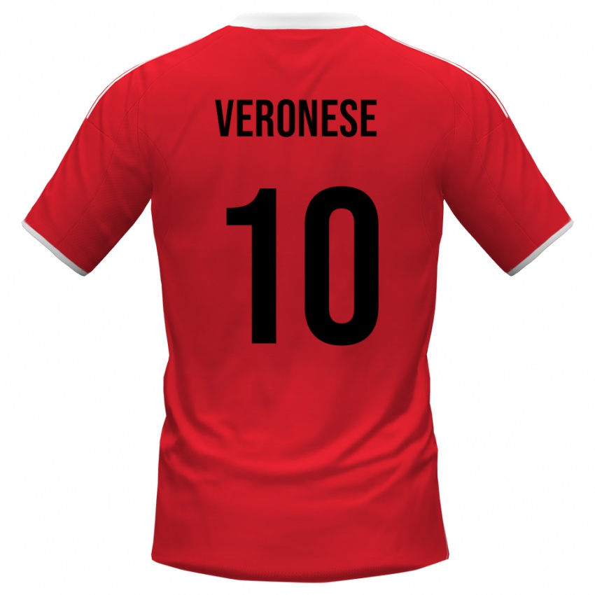 נשים Filippo Veronese #10 אדום לבן הרחק ג'רזי 2025/26 חולצה קצרה